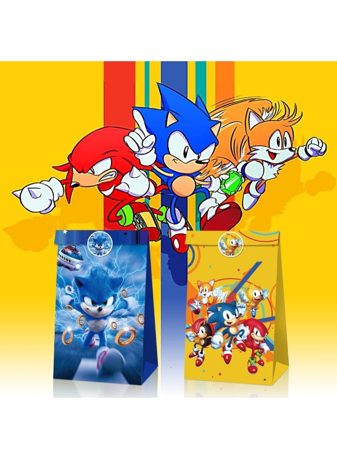 ILovhaprty 30pcs Sonic Party Favor Bags with Stickers – 12 Speed Double-Sided Designd Candy Bags + 18 Sonic Round Stickers, Loot Bags for Sonic Birthday Party Supplies, Goodie Bags Gaming Gift Bags for Kids - Image 4